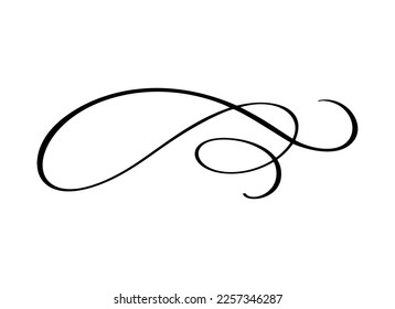 Vintage swirl calligraphic flourish, vector divider ornament design. Illustration for book, greeting card, wedding invitation, Valentines Day.