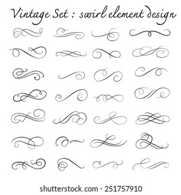 vintage swirl design element set, page decoration, vector illustration