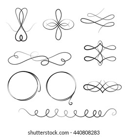 vintage swirl design element set, page decoration, vector illustration