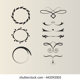 vintage swirl design element set, page decoration, vector illustration