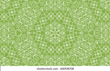 Vintage swirl greenery seamless pattern background. Vector decoration, trend color spring 2017