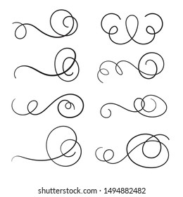 vintage swirl hand draw calligraphic vector set