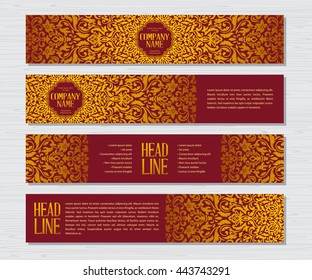 Vintage swirl identity design. Vector cover, brochure, banner, poster, flyer, card background set.