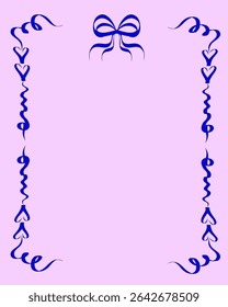 Vintage Swirl Ink Frame Art. Outline Retro Wedding Anniversary Celebration Decoration. Hand Drawn Border Silhouette Contour Romantic Canvas. Brush Ribbon Curly Curved Line Birthday Card Lace Element. 