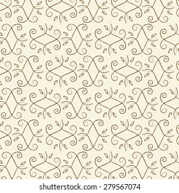Vintage swirl with leave pattern vector.