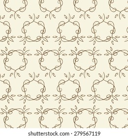 Vintage swirl with leave pattern vector.