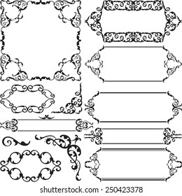 Vintage swirl ornate art set is on white