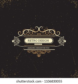 Vintage swirl patterns. Template frame. Retro style of design elements, postcard, banners, logos. Vector templates.