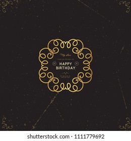 Vintage swirl patterns. Template frame. Retro style of design elements, postcard, banners, logos. Vector templates