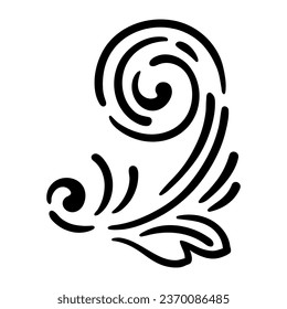 Vintage swirling element. Retro curling vignette.