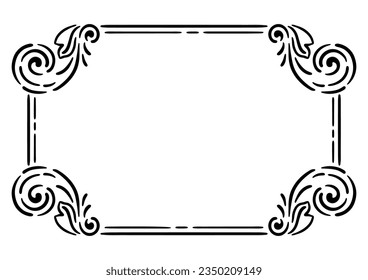 Vintage swirling frame. Retro curling background.