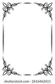 Vintage swirling frame. Retro decorative curling vignette.