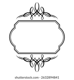 Vintage swirling frame. Retro decorative curling vignette.