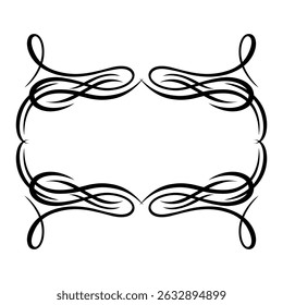 Vintage swirling frame. Retro decorative curling vignette.