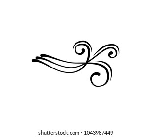 Vintage swirly flourish filigree element for design greeting card, invitation, menu, cover. Vector illustration.