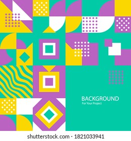 Vintage Swiss graphic, geometric square vector colorful Bauhaus shape. Vector poster in minimal modernism style for your projects.
