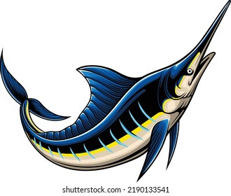 Vintage swordfish illustration with premium quality stock vector