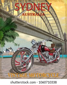 Vintage Sydney, Australia motorcycle poster.
