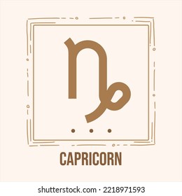 Vintage of Symbol Capricorn Zodiac on Rectangle Frame