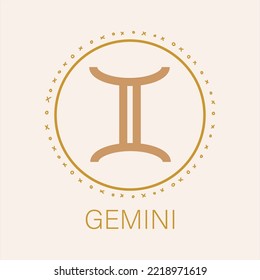 Vintage Symbol Zodiac Gemini Icon Vector 