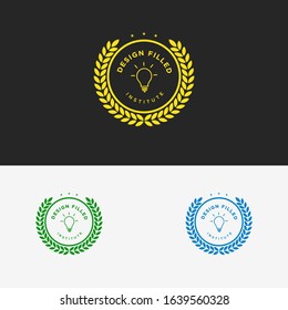 Vintage symbolic institute minimal logo design. school creative and unique flat logo design. channel brand idea emblem logo design template.