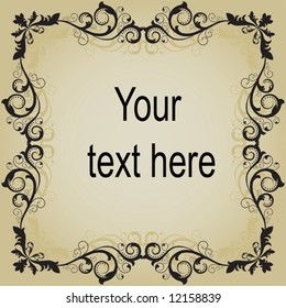 Vintage symmetric frame with abstract branches on a beige background