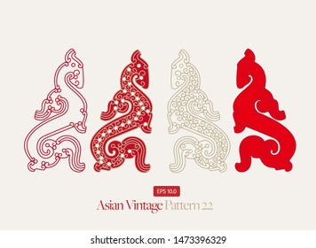 Vintage Symmetrical Asian Pattern - Vector