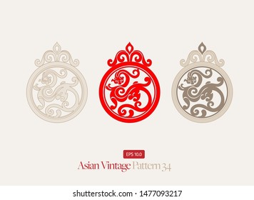 Vintage Symmetrical Asian Pattern - vector