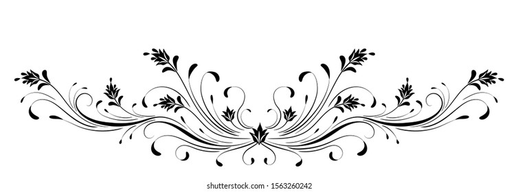 Vintage symmetrical floral ornament for greeting card isolated on white background
