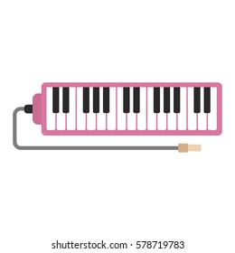 Vintage synthesizer musical equipment flat design vector illustration.