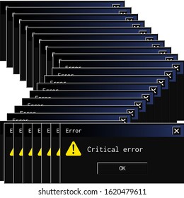Vintage system error message popup in contemporary night mode dark theme