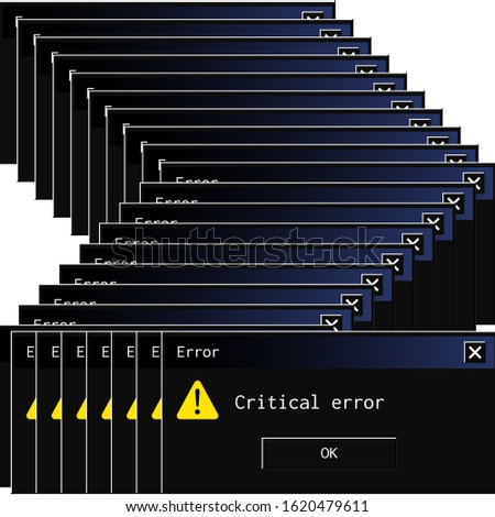 Vintage system error message popup in contemporary night mode dark theme