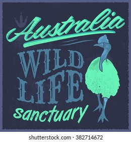 Vintage T - Shirt design - Australian Wild Life vector print illustration