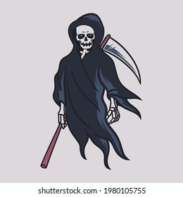 vintage t shirt design grim reaper coll illustration