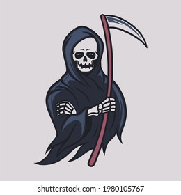 vintage t shirt design grim reaper coll illustration