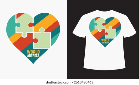 A vintage t shirt vector art design for World Autism Awareness Day