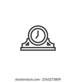 Vintage Table Clock line icon. linear style sign for mobile concept and web design. Retro clock outline vector icon. Symbol, logo illustration. Vector graphics
