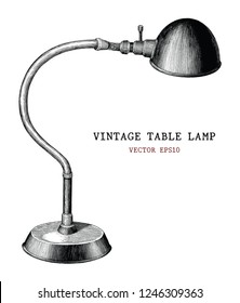 Vintage table lamp hand draw vintage engraving antique style isolated on white background