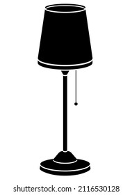 Vintage table lamp on a leg with a lampshade - vector silhouette picture for a logo or pictogram with an interior item. Scandinavian style table lamp - silhouette sign or icon