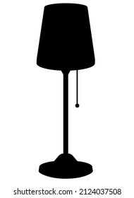 Vintage table lamp on a leg with a lampshade - vector silhouette picture for a logo or pictogram with an interior item. Scandinavian style table lamp - silhouette sign or icon