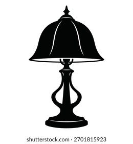 Ilustración vectorial de la silueta de la lámpara de mesa de Antiguas para la decoración del hogar, la lectura y el icono de los muebles