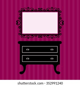 vintage table and mirror on the background