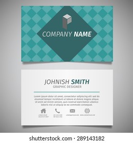vintage table square creative simple business card white and green template vector
