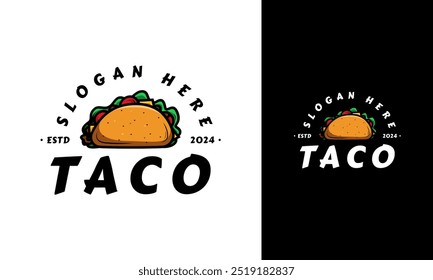 Vintage taco logo design. Street food symbol with emblem or badge style. Mexican food vector