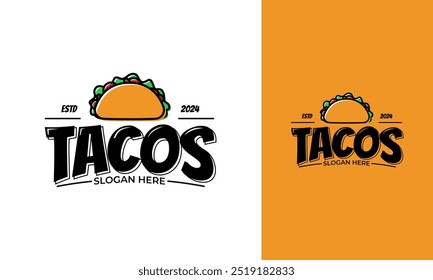 Vintage tacos logo design. Street food symbol with logotype style. Mexican food vector template