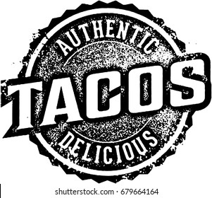 Vintage Tacos Menu Design Stamp