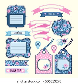 Vintage tags and elements. Templates. Set
