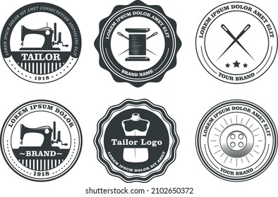 Vintage tailor logo badge vector illustration