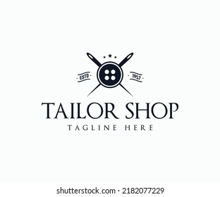 Vintage Tailor Logo Concept. Tailor Sewing Logo Badges and Labels