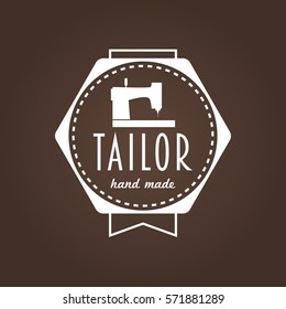 Vintage Tailor Sewer Badge Logo White Vector